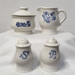 Pfaltzgraff Yorktowne Sugar Bowl  Creamer Salt Pepper Set